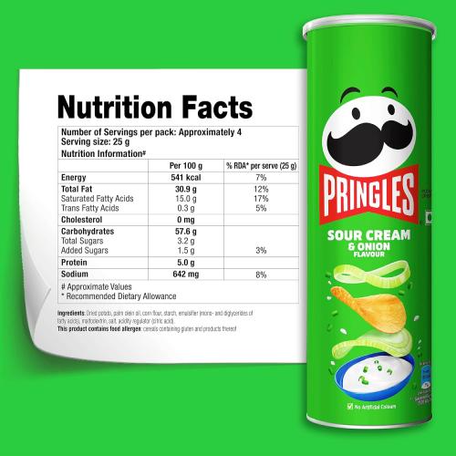 PRINGLES SOUR CREAM &amp; ONION 102G