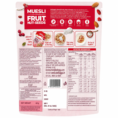 KELLOGGS FRUIT NUT &amp;amp; SEEDS MUESLI 40G